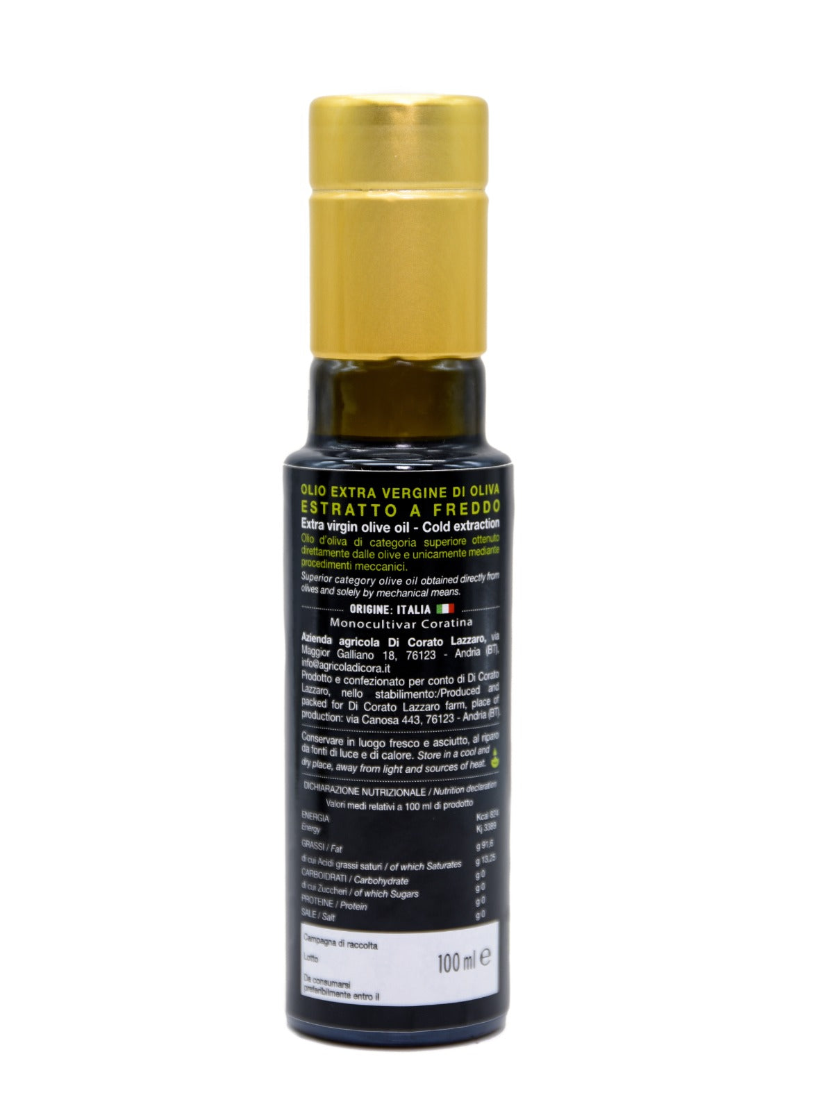 Olio Extravergine di Oliva Dicorà - Bottiglia da 100 ml